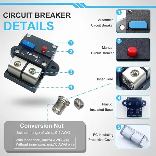 Miniatura 5 de Portafusibles de motor inversor disyuntor de audio del coche energía solar en línea disyuntor fusible inversor con cubierta impermeable para motor
