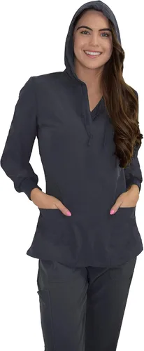 Miniatura 7 de Green Town Ropa quirúrgica para mujer – Sudadera con capucha, 4 bolsillos, ligera, tela elástica, fácil cuidado