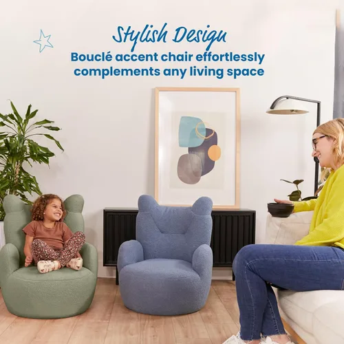 Miniatura 6 de ECR4Kids Teddy Bear Sherpa - Silla para niños pequeños, altura del asiento de 14 pulgadas, muebles para niños, salvia oscura