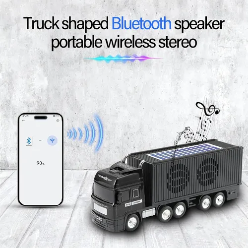 Miniatura 2 de Altavoz Bluetooth de camión retro alimentado por energía solar, altavoz inalámbrico portátil para automóvil, estéreo HD, emparejamiento TWS, radio