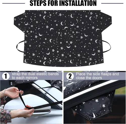 Miniatura 4 de Tallew Cubierta para Parabrisas de Automóvil para Hielo, Escarcha y Nieve, Tela Oxford 69 x 42 Pulgadas, Impermeable, Resistente al Viento
