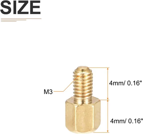 Miniatura 2 de DTGN M3x4x4mm (DxHLxML) - Separador hexagonal de latón -100Pack- Bueno para máquinas electrónicas - Tuercas de tornillo espaciadoras macho a hembra