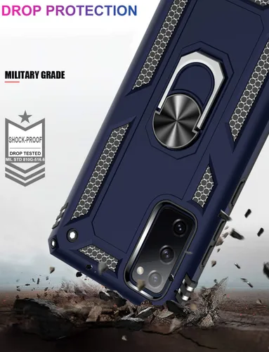 Miniatura 3 de LUMARKE Funda para Galaxy S20 FE con protector de pantalla, supera los 16 pies, probada en caídas, de grado militar, con soporte de anillo Azul