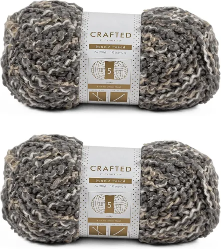 Crafted By Catherine Boucle - Ovillo de tweed – Paquete de 2 (153 yardas cada madeja), gris, calibre 5 voluminoso