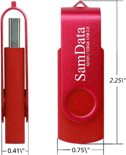 Miniatura 4 de SamData Unidades flash USB de 128 GB, 1 paquete de unidades de pulgar de 128 GB con luz LED para almacenamiento y copia de seguridad (1 paquete rojo)