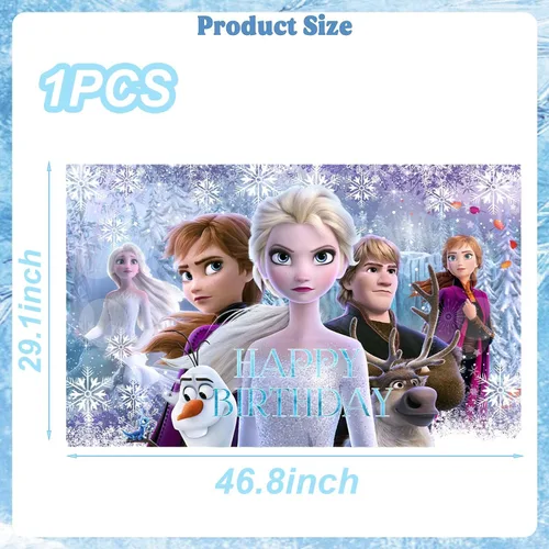 Miniatura 2 de 1 pancarta de decoración de fiesta de Frozen para fondo de fotografía para fiesta de cumpleaños de niños, accesorios de cabina de fotos de Frozen