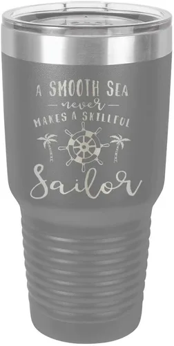Miniatura 11 de Un mar suave nunca hace un sillón hábil grabado de 325 ml vaso de acero con recubrimiento de polvo grabado por láser taza de viaje de camello polar
