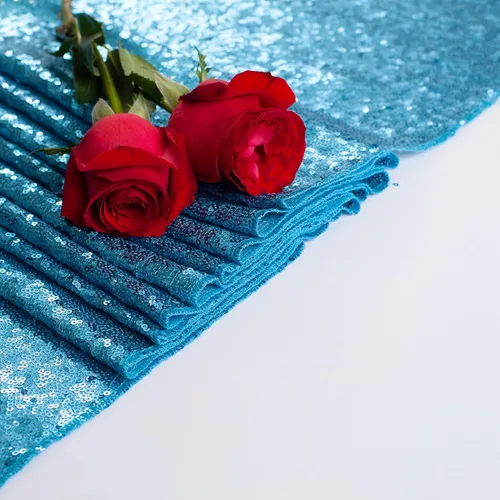 Miniatura 8 de Camino de mesa con lentejuelas turquesas, 12 x 108 pulgadas con brillantina, regalo para empaquetado de mesa para fiesta, boda, despedida