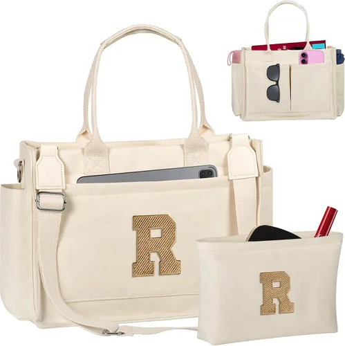 Miniatura 169 de Easter Basket Stuffers, Initial Tote Bag with Makeup Bag, Birthday Gifts for Women, Teen Girl Gifts Trendy Stuff