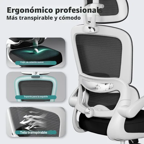 Miniatura 3 de TRALT Silla de oficina ergonómica, silla de escritorio de malla para el hogar de 330 libras, sillas de escritorio de oficina con ruedas, cómodas