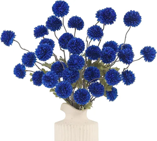 Miniatura 27 de DuHouse 6 piezas de flores artificiales de seda falsa pompón, mini rosa falsa pequeña con tallos para ramos de bodas, centros de mesa, jarrones, Café