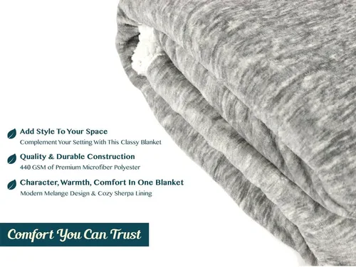 Miniatura 6 de Manta de sherpa melange premium para sofá y sillón de Pavilia Suave, esponjosa, mullida, cálida, acogedora Gris claro, ligera, de microfibra