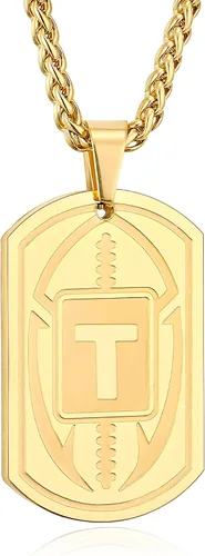Miniatura 68 de Graduation Gifts - Football Initial Necklace for Men Boys Kids Teen Dog Tag Stainless Steel Black Letter Pendant Sport Football Athletes Jewelry