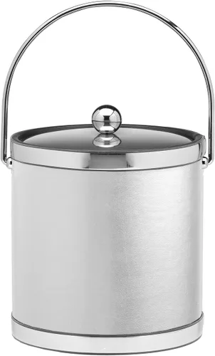 Kraftware Sophisticates Cubitera de piel sintética, 3 cuartos de galón, color blanco con cromo pulido