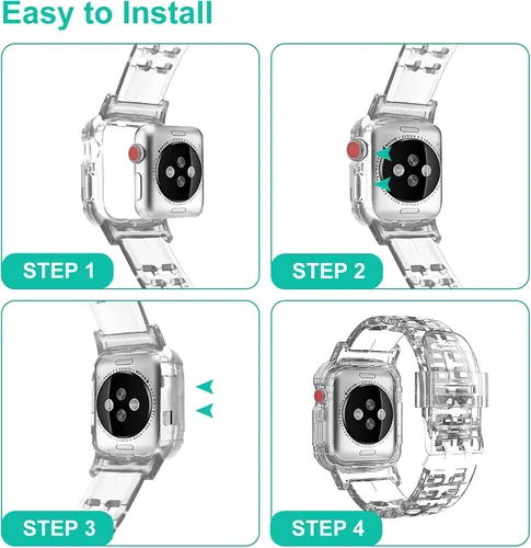 Miniatura 6 de Compatible con Apple Watch Band transparente de 1.929 in 1.811 in 1.772 in 1.732 in 1.654 in 1.614 in 1.575 in 1.496 in para mujeres y hombres