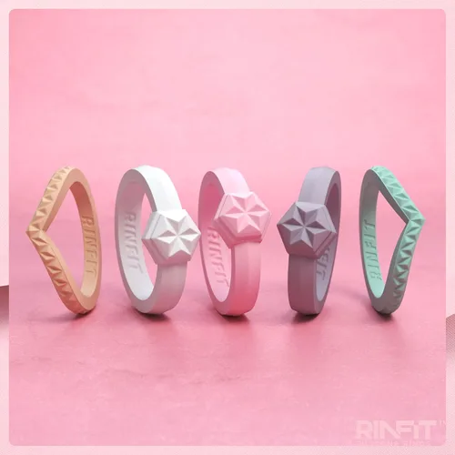 Miniatura 7 de Rinfit Anillos de silicona para mujer, alianzas de boda, apilables, colección Couture (alta costura)