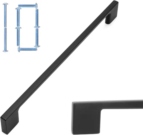 Miniatura 63 de KOOFIZO Paquete de 10 pomos negros para gabinete, pomos negros mate para cajones, K03, tiradores cuadrados de un solo agujero para gabinetes