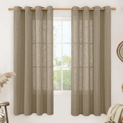 Miniatura 206 de LAMIT Cortinas de lino sintético para dormitorio, paneles filtrantes de luz, cortinas de lino con protección de privacidad con ojales para ventanas