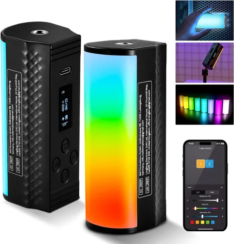 Miniatura 13 de NEEWER Vara de Luz Magnética Manual Básica, Luz de Video LED Mini RGB Completa de 360°, Batería de 2500mAh, Luz de Tubo de Cámara Ajustable