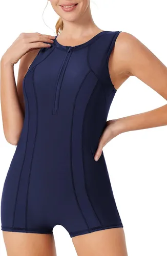 Miniatura 2 de JACK SMITH Trajes de baño modestos de una pieza para mujer, con cremallera frontal, atlético, deportivo, con boyleg