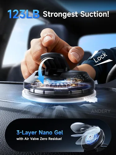 Miniatura 9 de ANDERY Soporte de teléfono para automóvil MagSafe [brazo de aleación de memoria ajustable de 360° 2400 gf de potencia magnética más fuerte]