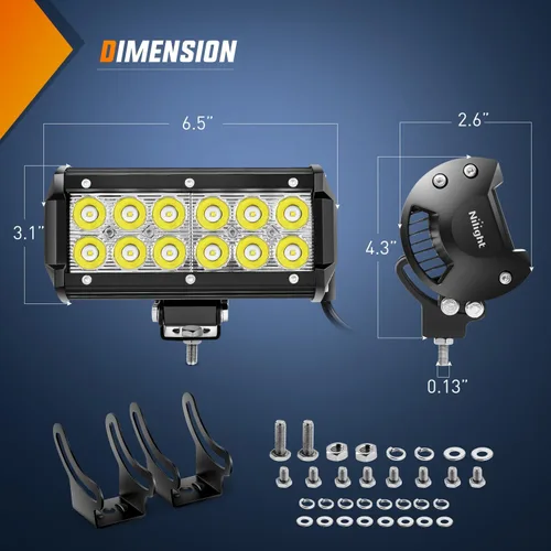 Miniatura 2 de Nilight Barra de luz LED 2 unids 36 W 6.5 pulgadas Spot Off Road Super brillante conducción niebla barco conducción SUV lámpara de trabajo