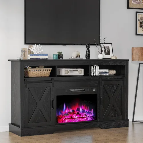 Miniatura 13 de RoyalCraft Soporte de TV con Chimenea para TV de 65+ Pulgadas, Centro de Entretenimiento Estilo Granja de 34" de Alto con Chimenea Eléctrica de 23