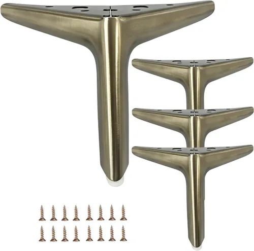 Juego de 4 patas de metal para muebles de color bronce cepillado de 4.7 pulgadas/12cm, 4 piezas DIY de repuesto para patas cortas de gabinete, patas