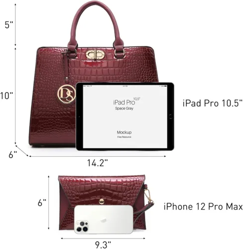 Miniatura 4 de Dasein Bolsos de mano para mujer, bolsos de mano con asa superior, bolsos de trabajo, bolsos de hombro con embrague a juego, juego de 2 piezas