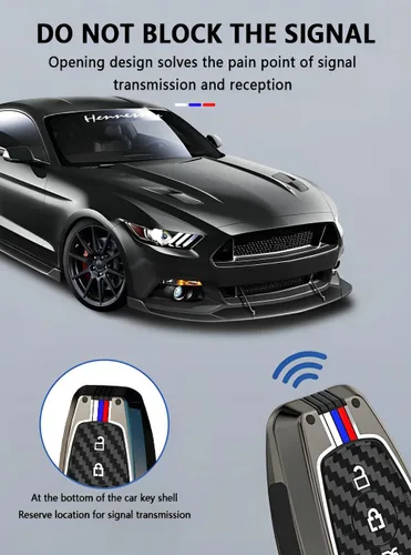 Miniatura 5 de Funda para llavero Ford para Mustang F150 Bronco Explorer Fusion Escape 2018-2026 funda inteligente (FDA-fibra de carbono)