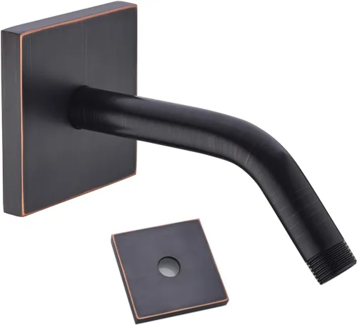 Miniatura 23 de Brazo de ducha de 16 pulgadas con brida, acero inoxidable negro mate de 90 grados, brazo de extensión de cabezal de ducha montado en la pared
