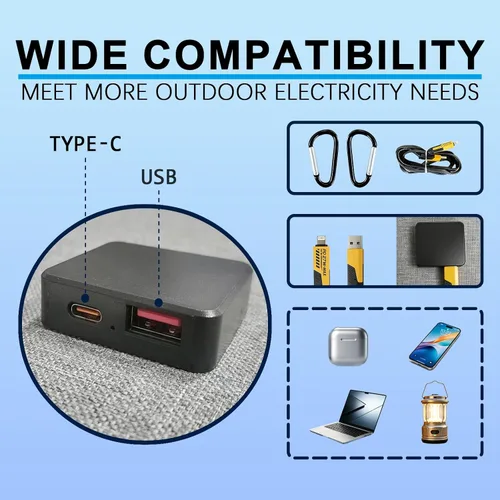 Miniatura 4 de Panel solar plegable portátil de 20 W, cargador solar de 3 pliegues con salidas USB QC3.0 y CC, cargador de panel solar impermeable lPx4