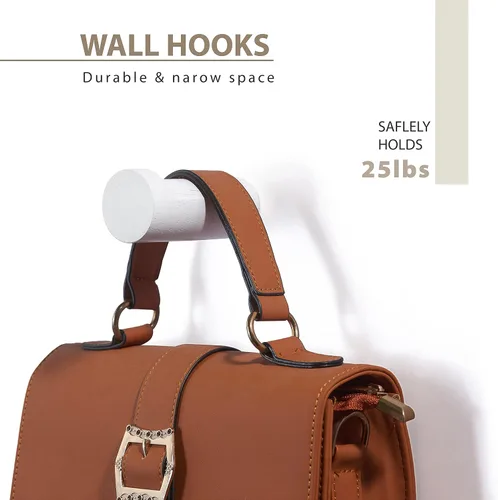 Miniatura 3 de FANATU Ganchos de Pared de Madera para Abrigatos Montados en la Pared (4 Paquetes) Ganchos para Sombreros, Percha Individual para Abrigos
