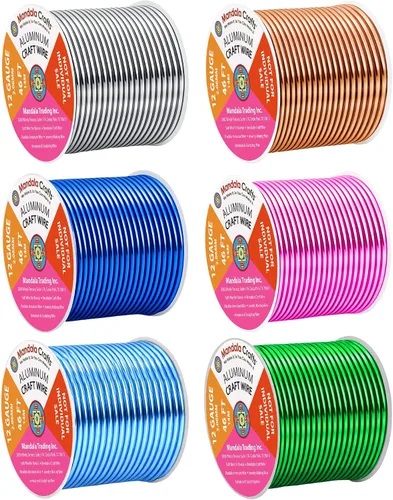 Miniatura 32 de Mandala Crafts - Alambre de aluminio anodizado de 8 calibre para hacer joyas - 9.75 m de alambre flexible negro colorido - Flexible para bonsái