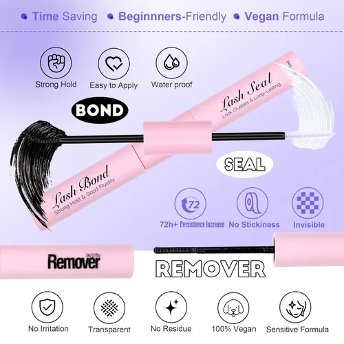 Miniatura 6 de Kit de extensión de pestañas Pawotence DIY 280 piezas, kit de racimos de pestañas individuales de 9-16mm, kit de extensión de pestañas en racimo