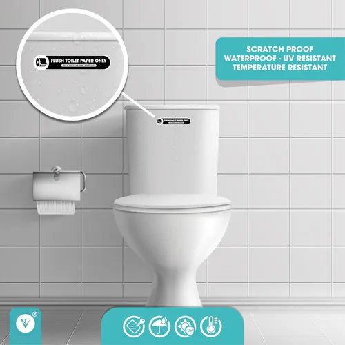 Miniatura 4 de Letrero de solo papel higiénico al ras Adhesivo negro mate para decoración de baño Letreros de baño Esenciales para anfitriones e invitados