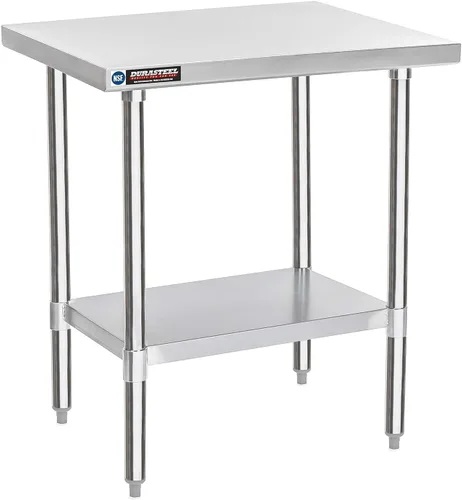 Miniatura 30 de DuraSteel Carrito de acero inoxidable NSF de 30 x 72 pulgadas, mesa de preparación de alimentos resistente con estante inferior, isla de cocina
