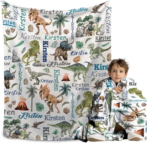Miniatura 20 de Manta personalizada de bosque azul para niños y niñas, manta personalizada de animales salvajes, regalos para bebé, vaca, guardería, mantas