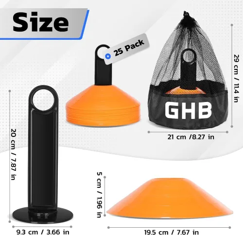 Miniatura 4 de GHB Conos de fútbol 25/50/100 paquete Discos de fútbol deportivos Conos de entrenamiento Marcadores de campo Conos de agilidad para tráfico, 25