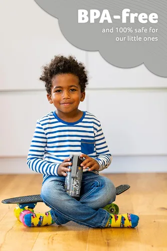 Miniatura 3 de Jarlson® CHARLI - Botella de agua para niños [12 onzas], botella térmica de acero inoxidable con pajilla, botella de agua aislada a prueba