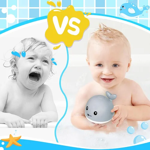 Miniatura 6 de TFS TOP·FANS Juguete de baño de ballena para bebé infantil: fuente luminosa de 6 a 12 meses de edad, bañera de 18 a 24, piscina, 3, 4, 5, 7, 8, 9