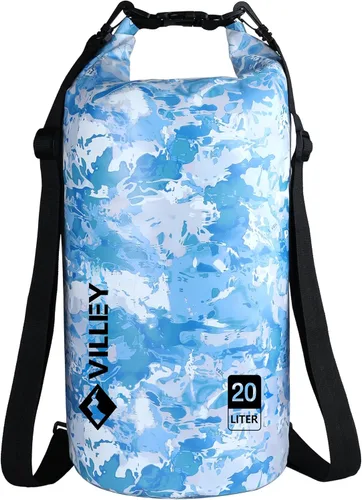 VILLEY Bolsa seca impermeable de 20L, saco con tapa enrollable que mantiene el equipo seco, saco ligero para kayak, navegación, camping, natación y