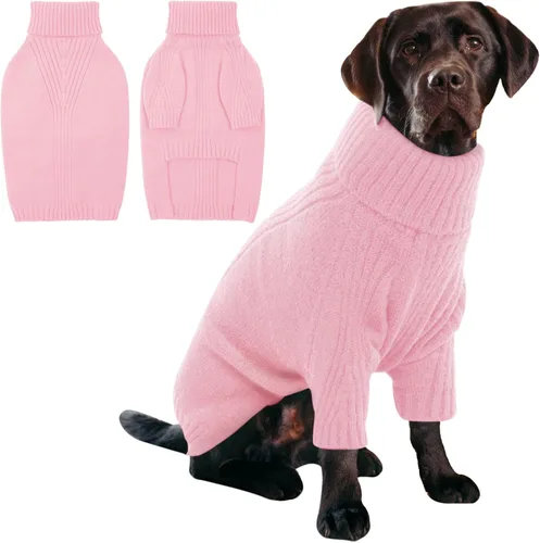 Miniatura 20 de IECOii Suéter extragrande para perro, suéteres térmicos cálidos para perros de raza gigante, ropa de punto, cuello alto de invierno, elástica