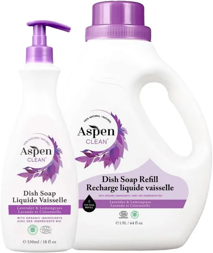Miniatura 7 de AspenClean Jabón para platos y recambio Eucalipto y romero Jabón detergente líquido para lavavajillas No tóxico 100% natural verificado