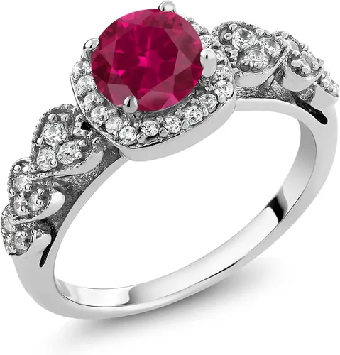 Miniatura 84 de Gem Stone King Anillo de compromiso de aniversario y piedra natal de corte redondo de 0.236 in para mujer, plata de ley 925, anillo de promesa