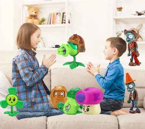 Miniatura 6 de JHESAO Juego de 7 figuras de acción de plantas y zombis, juego de juguetes de PVZ, serie 1, 2, grandes regalos para niños y fanáticos, cumpleaños