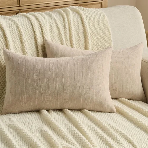 Miniatura 10 de FUTEI Paquete de 2 fundas de cojín de felpilla de 16 x 16 pulgadas, fundas de cojín decorativas con textura de línea suave, decoración moderna