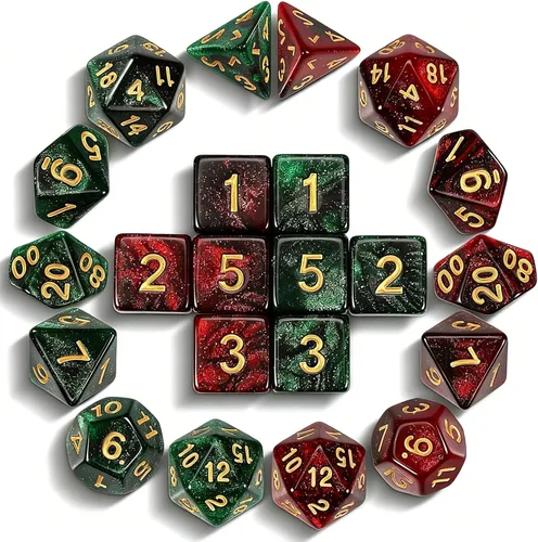 Miniatura 25 de CiaraQ Juego de dados poliédricos - Dados para juegos de rol DND para Calabozos y Dragones, juego de mesa RPG, doble color, 35 piezas