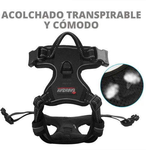 Miniatura 7 de BARKBAY Arnés sin tirones para perro, clip frontal, resistente, reflectante, mango de fácil control para pasear perros grandes (negro, L)