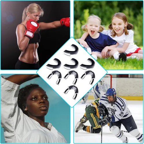 Miniatura 6 de 8 protectores bucales de fútbol juvenil con correa, protector bucal deportivo suave para fútbol, baloncesto, hockey, boquilla deportiva para niños